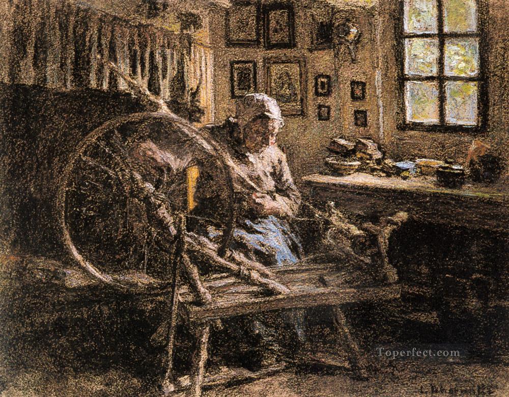 The Spinning Wheel rural scenes peasant Leon Augustin Lhermitte Oil Paintings
